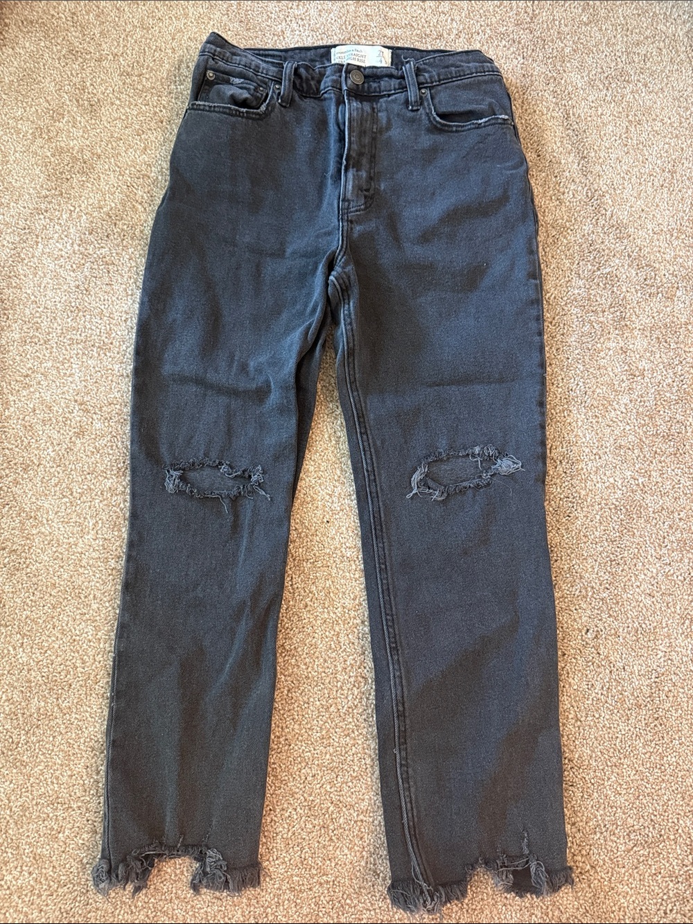 Abercrombie & Fitch Black Distressed Ankle Jeans